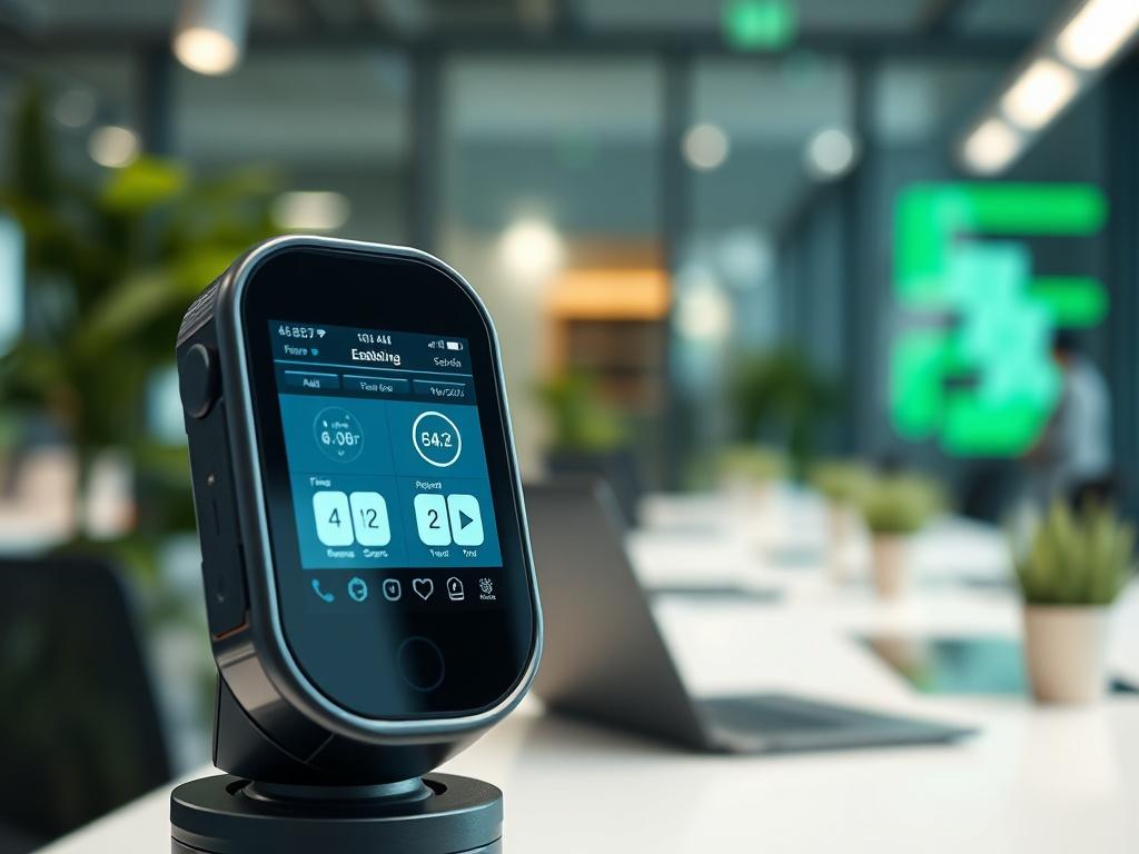 A hyper realistic close up of a sleek, modern AI