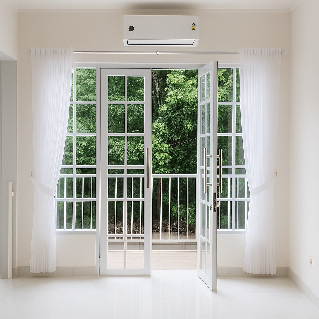 kaca mati dan pintu kaca swing double dengan ornamen warna putih.png