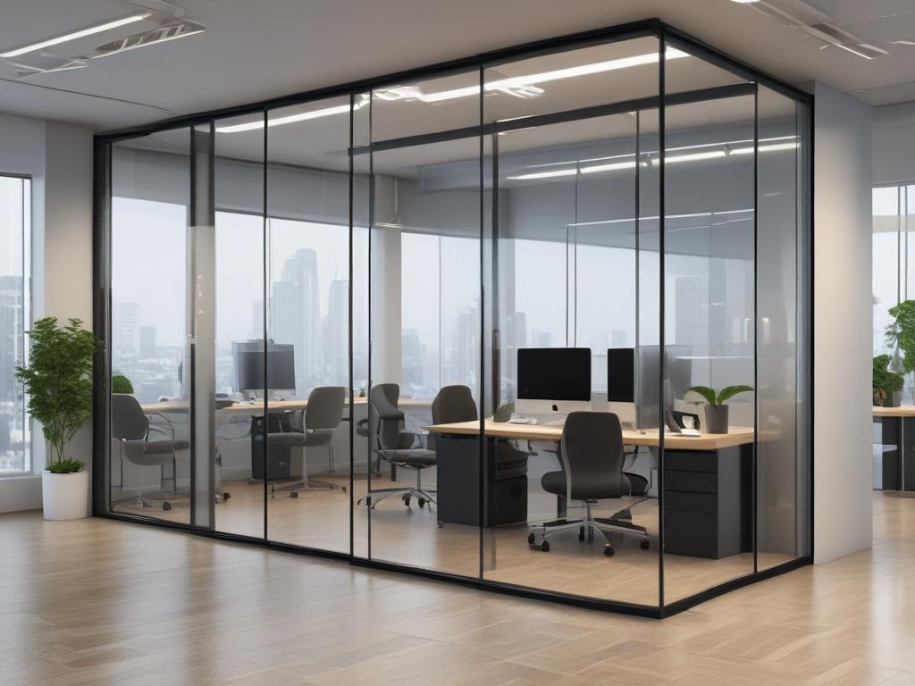 Partisi Kaca Tempered Kantor Minimalis Modern | SS Aluminium Kaca