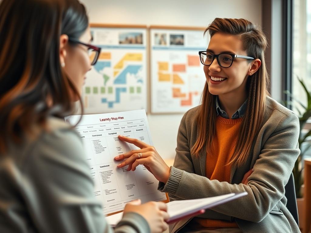 A high resolution image of a student discussing their learning