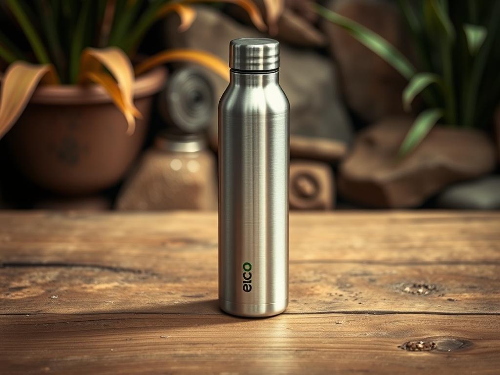 A realistic high resolution of a stylish EcoFlow water bottle