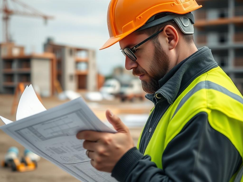 A close up shot of a skilled construction worker inspecting