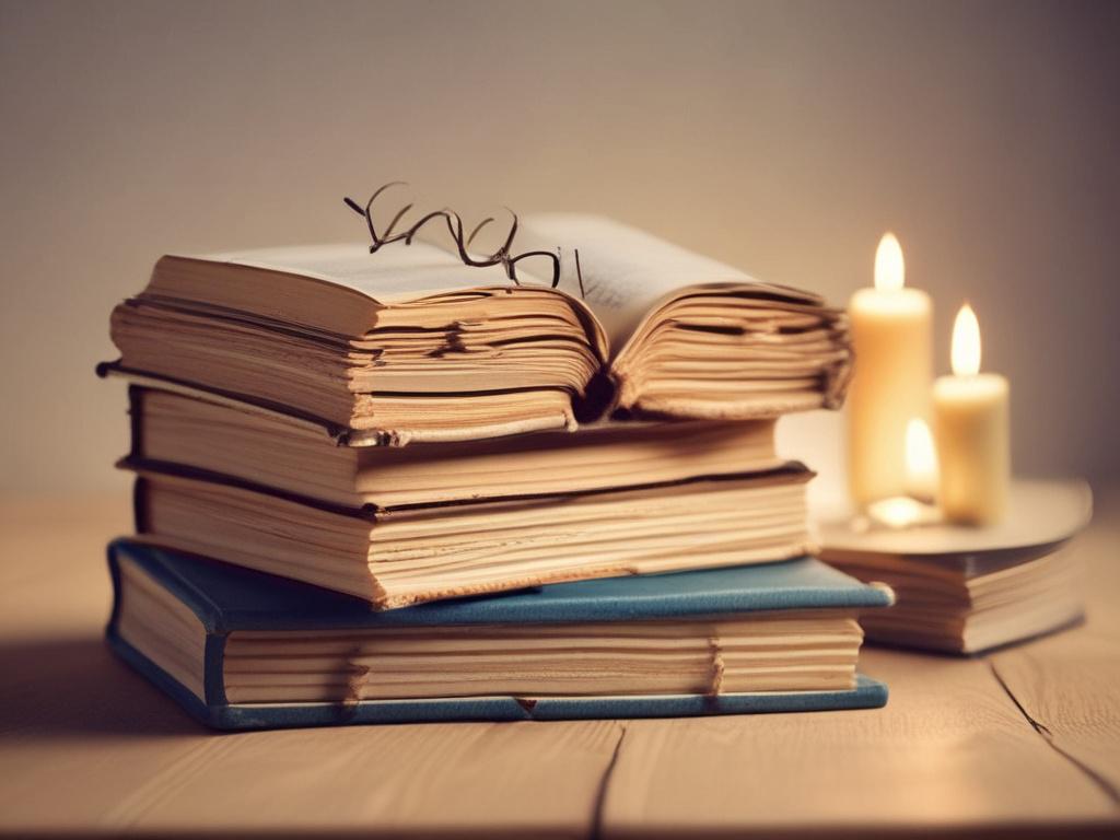 high resolution of a stack of spiritual books on a