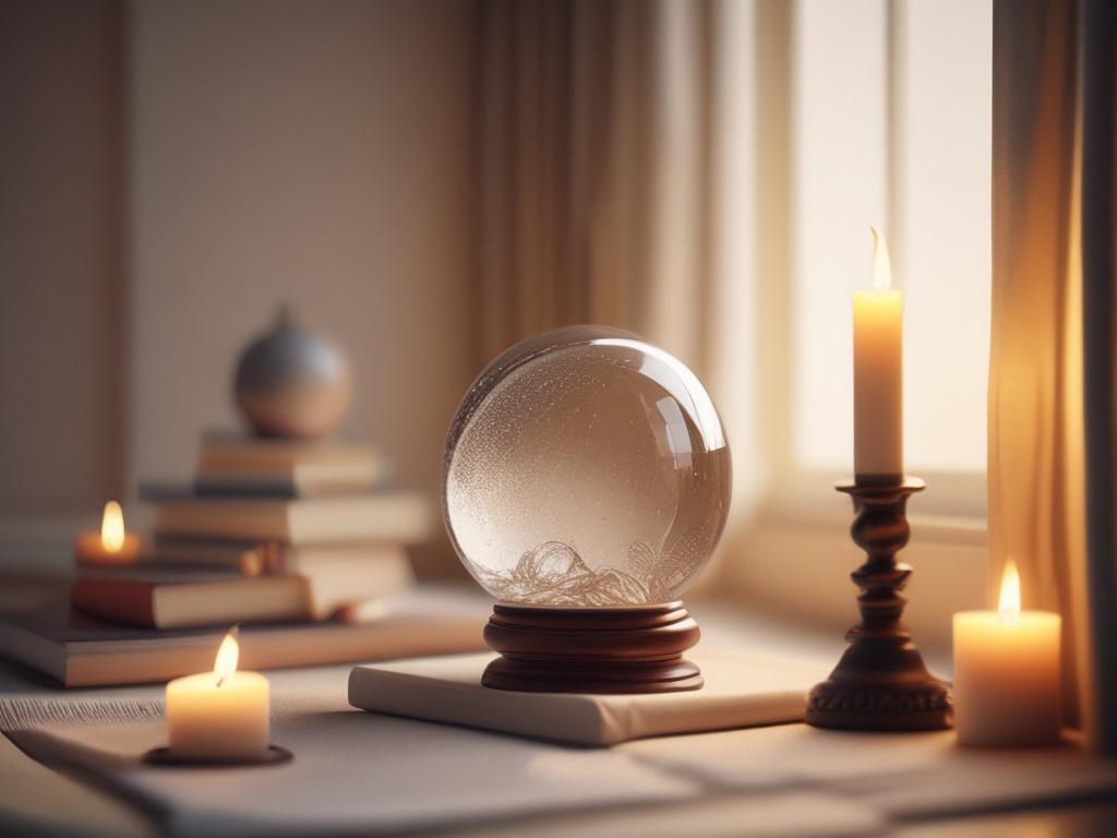 high resolution of a serene reading space with a crystal