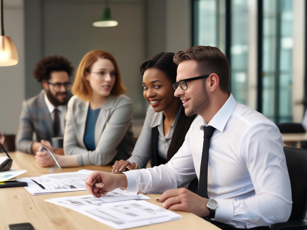 A close up shot of a professional HR consultant discussing