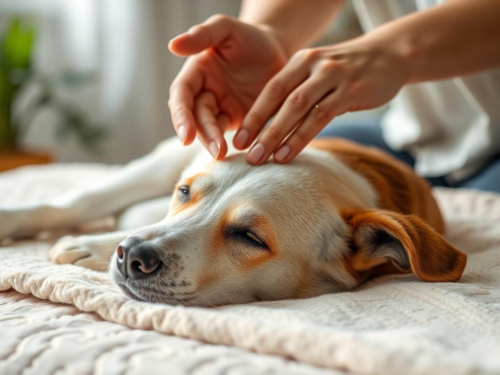 A heartwarming, high resolution image of a calm dog or