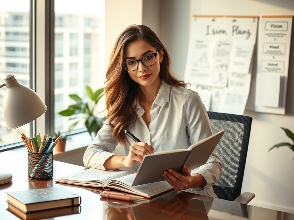 Life Clarity Intensive coaching guide - woman planning at desk