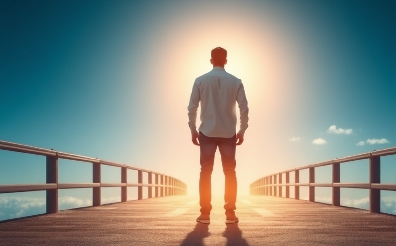 Person standing at crossroads looking toward bright future, major life transition