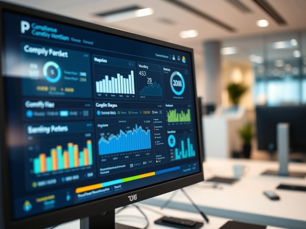 A close up shot of a compliance monitoring dashboard on
