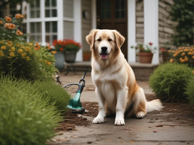 **Prompt for AI Image Generation:**

Create a realistic high-resolution photo that embodies the theme of "The Importance of Regular Yard Cleaning." The composition should be simple and clear, featuring only one subject: a cheerful dog exploring a freshly cleaned, vibrant green lawn. The dog should be a medium-sized breed, such as a Labrador or a Beagle, with a happy expression, emphasizing the joy of a clean outdoor space. 

In the background, depict a serene garden setting with lush bushes and colorful flo