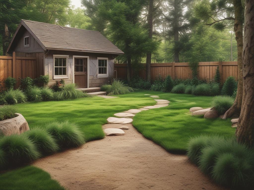 a clean backyard with lush green grass and no pet