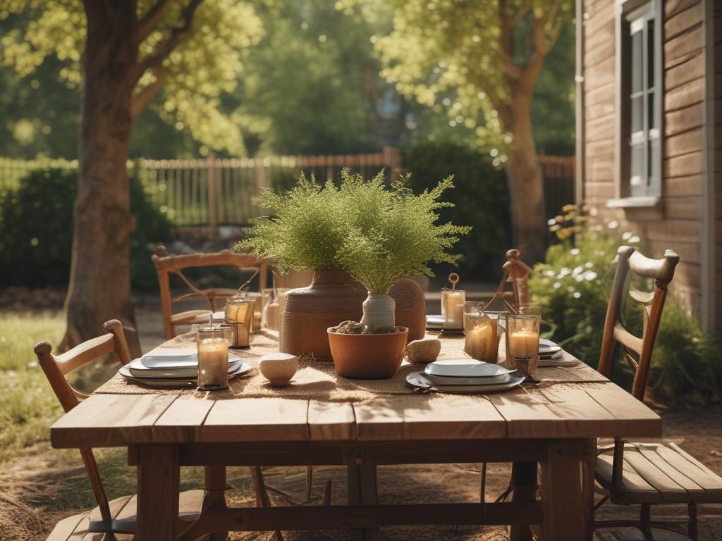 a clean yard ready for a gathering, bright sunny day,