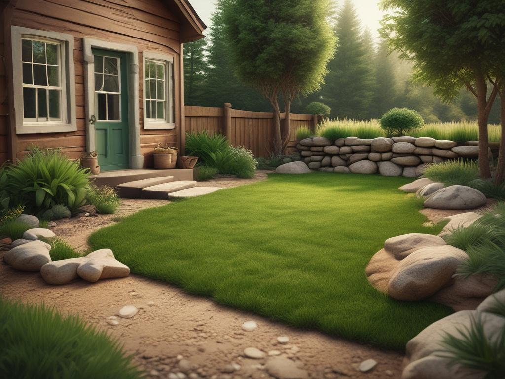 a well maintained yard with green grass and no pet