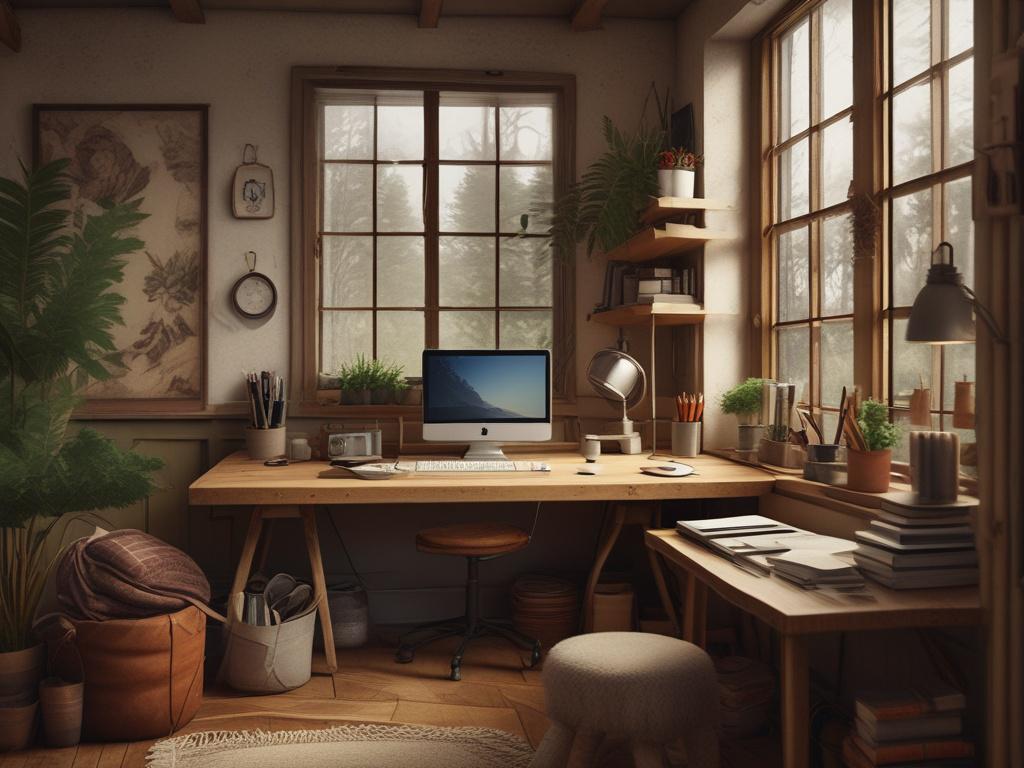 A realistic high resolution of a creative workspace featuring sketches
