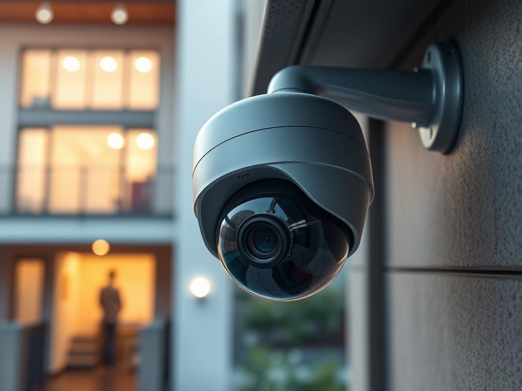 A high resolution of a security camera mounted on a