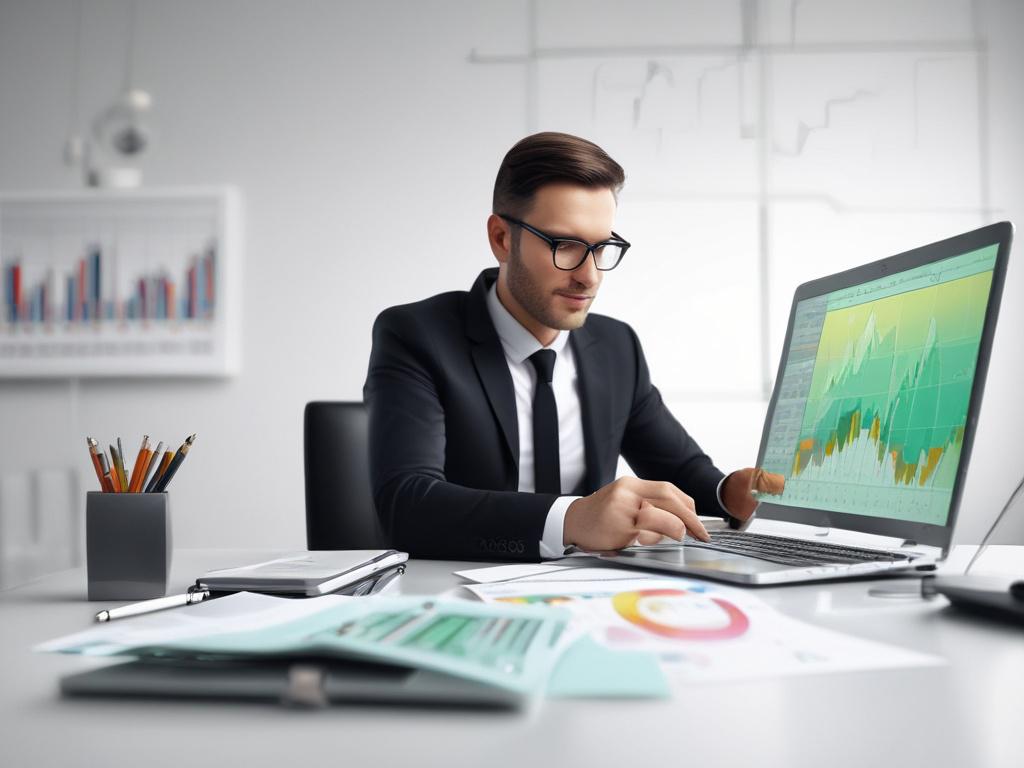 A close up of a financial planner working with a