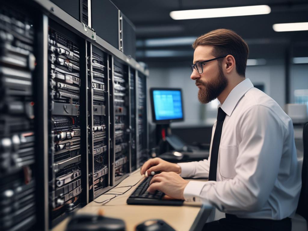 A hyper realistic close up shot of a professional IT