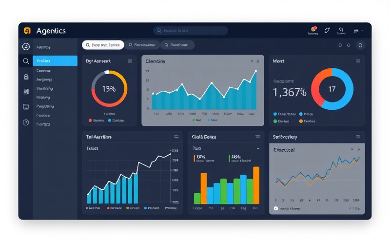 Admin dashboard with analytics charts and performance metrics