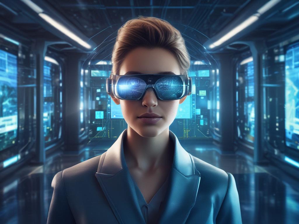 **Prompt for AI Image Generator:**

Create a realistic high-resolution photo that represents the blog titled "Harnessing the Power of Technology in Business." The composition should be simple and clear, featuring a single subject—a business professional (could be male or female) in a modern office environment. The individual should be focused on using a sleek tablet or laptop, showcasing a confident and engaged demeanor as they interact with data displayed on the screen.

In the background, include a contem