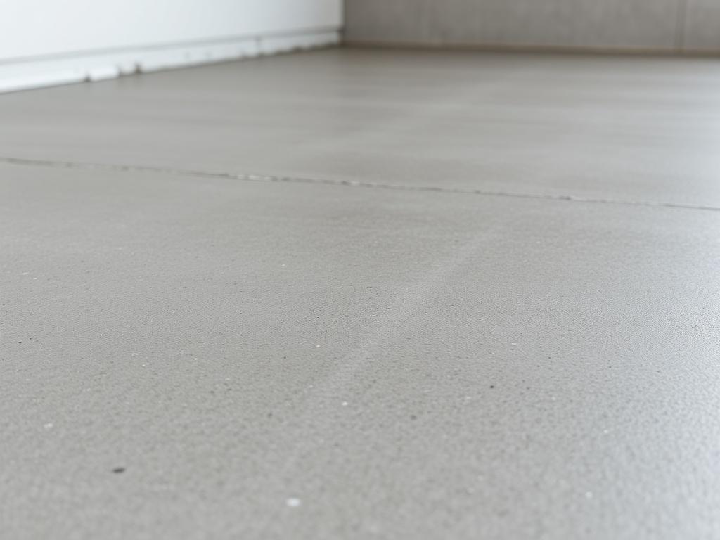 A close-up shot of a durable concrete slab, showcasing its smooth, strong surface, ideal for basements, garages, and utility spaces. The slab is set against a simple, uncluttered background that highlights its texture and strength. The lighting emphasizes the quality of the material, making it look robust and long-lasting. The image is rendered in hyper-realistic style, focusing on the details of the concrete surface.