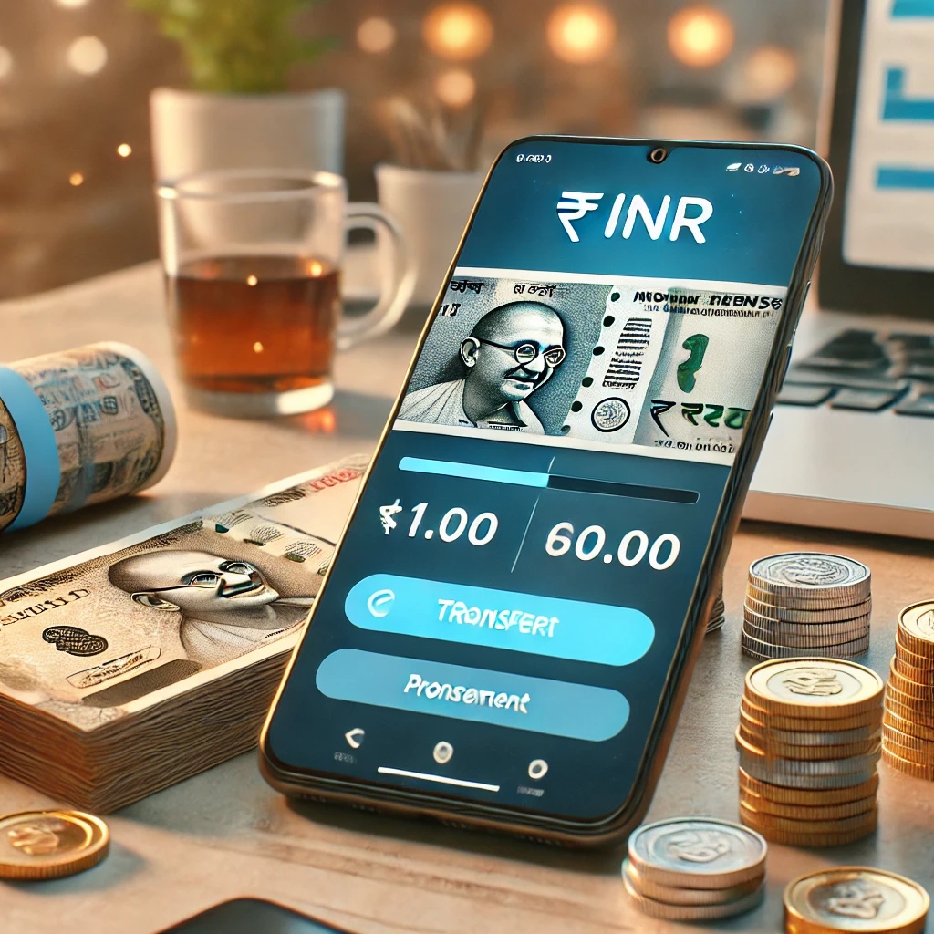 dall·e 2024-11-23 16.37.02 - a realistic and visually engaging depiction of an indian money transfer service. the scene shows a smartphone displaying a mobile app interface with a.webp