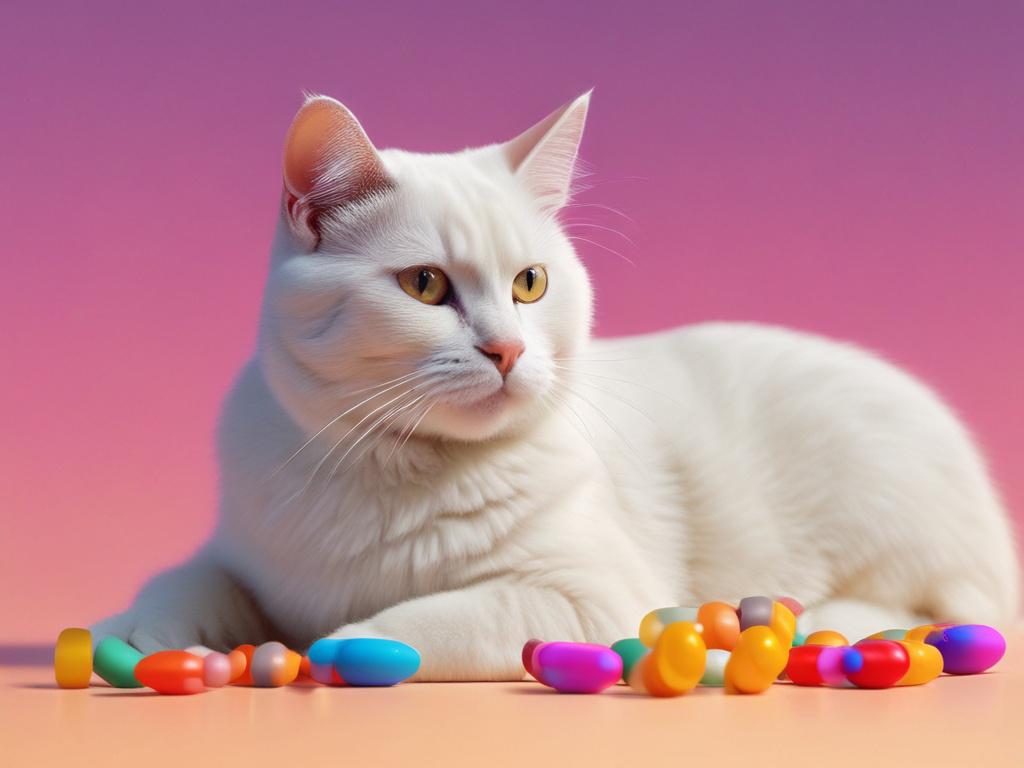 a realistic high resolution of cat vitamins in a bottle,