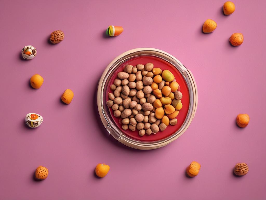 high-resolution realistic photo of handmade cat food, minimalistic presentation, vibrant colors, clean lines, focus on the food with a simple background.