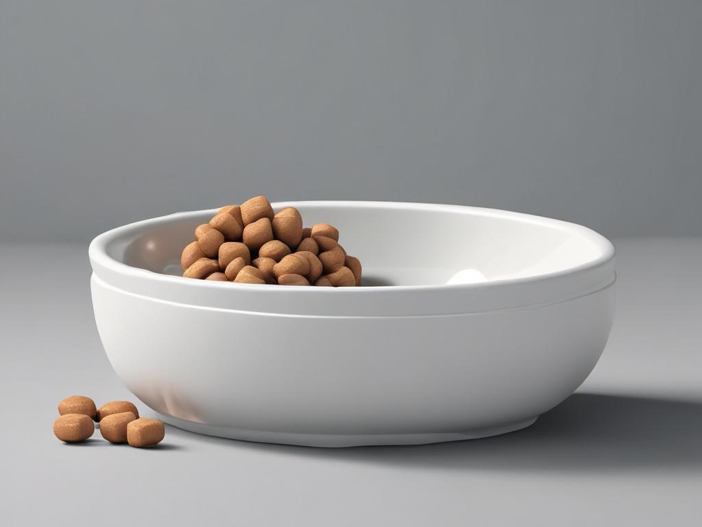 a stylish and durable pet food bowl for cats and dogs, minimalist design, clean lines, solid colors, high-resolution, simple background