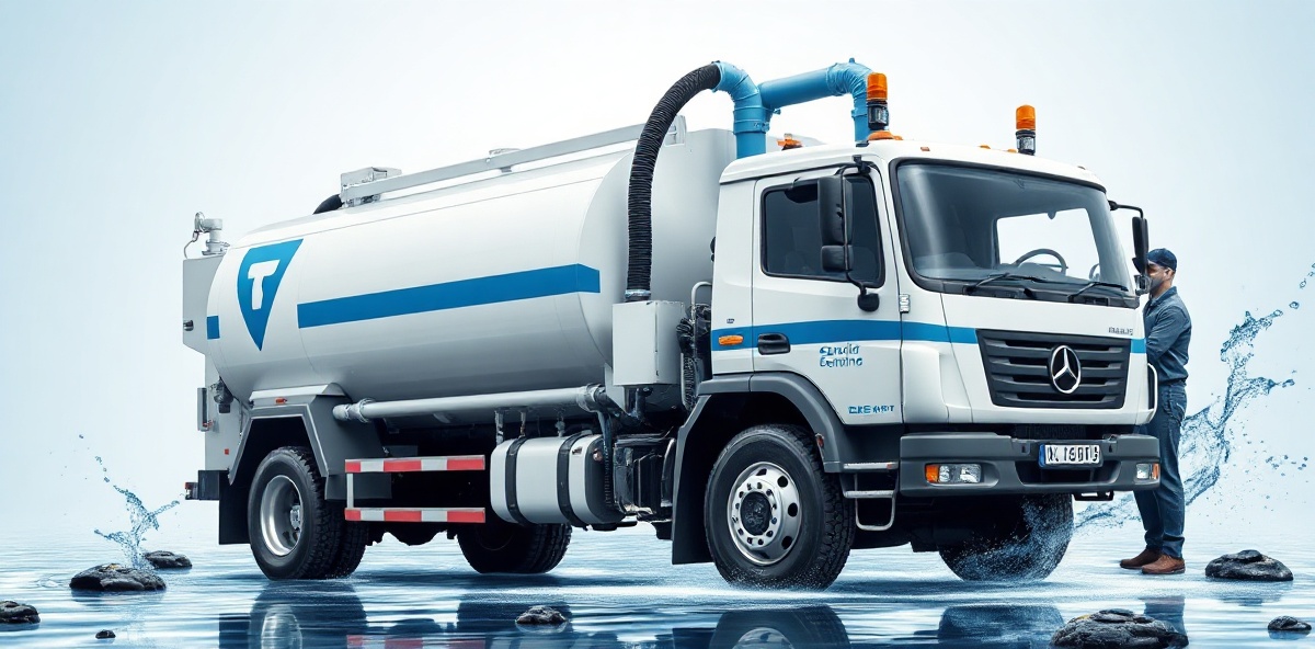 Professional septic tank cleaning service with modern vacuum tanker