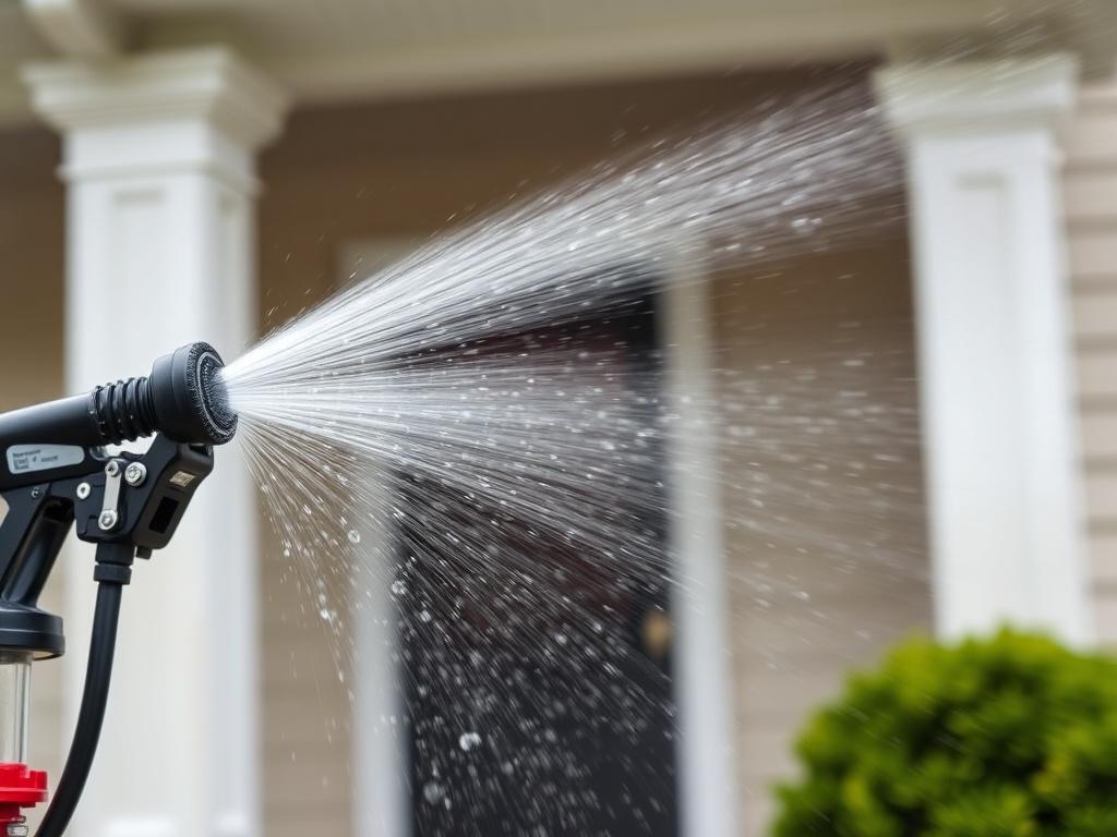 A hyper realistic close up shot of a power washing