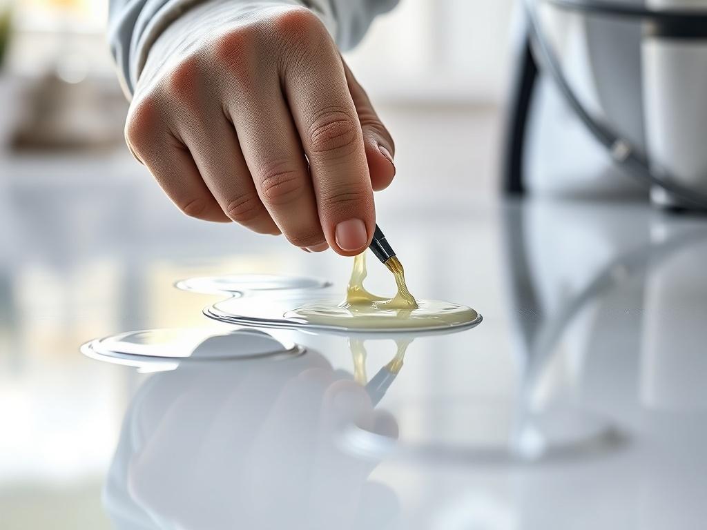 A close up shot of a technician applying wax to
