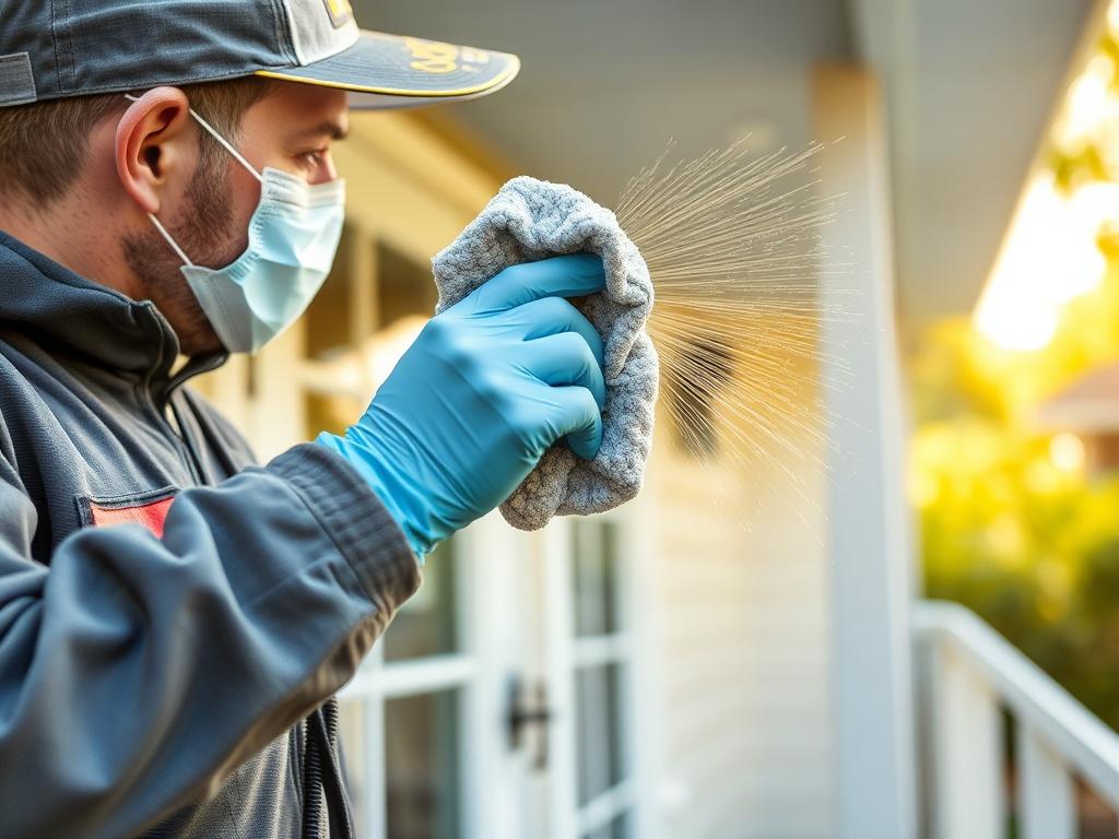 A close up shot of a technician cleaning the exterior