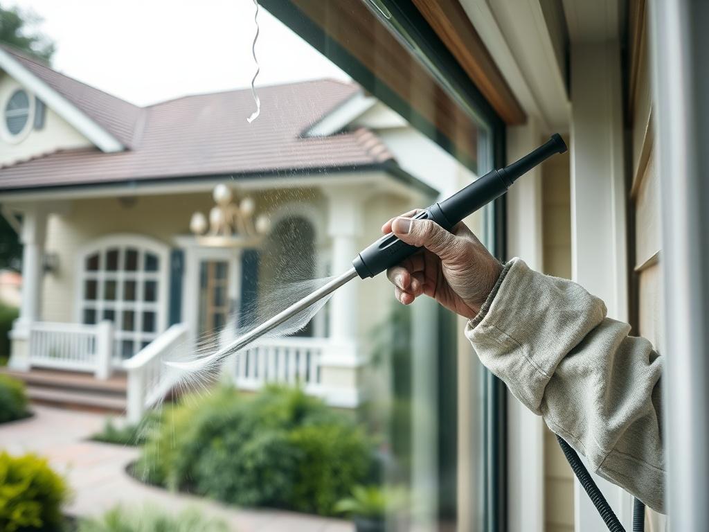 A close up shot of a worker detailing the exterior