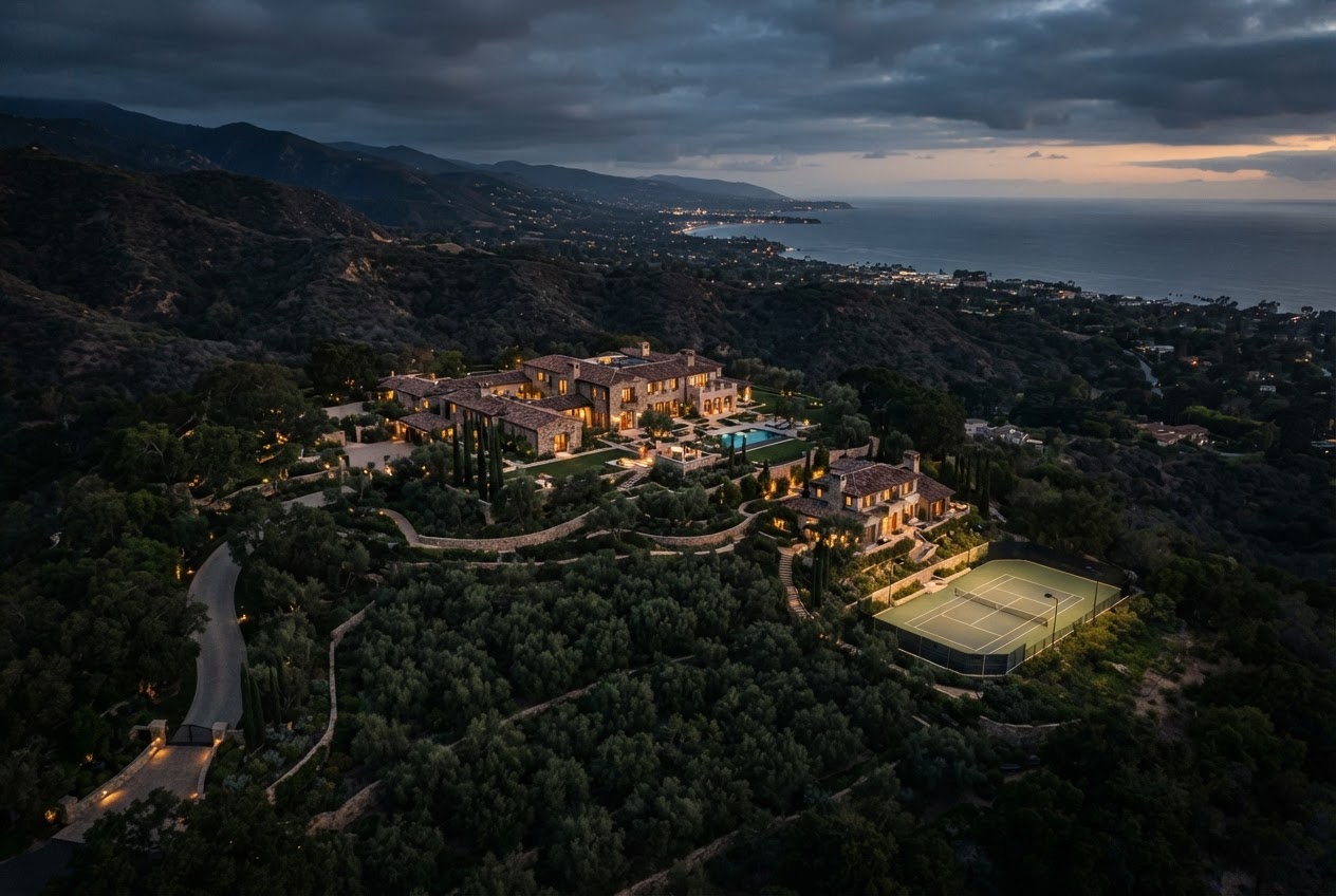 La Piedra — frame 2: aerial view of the compound