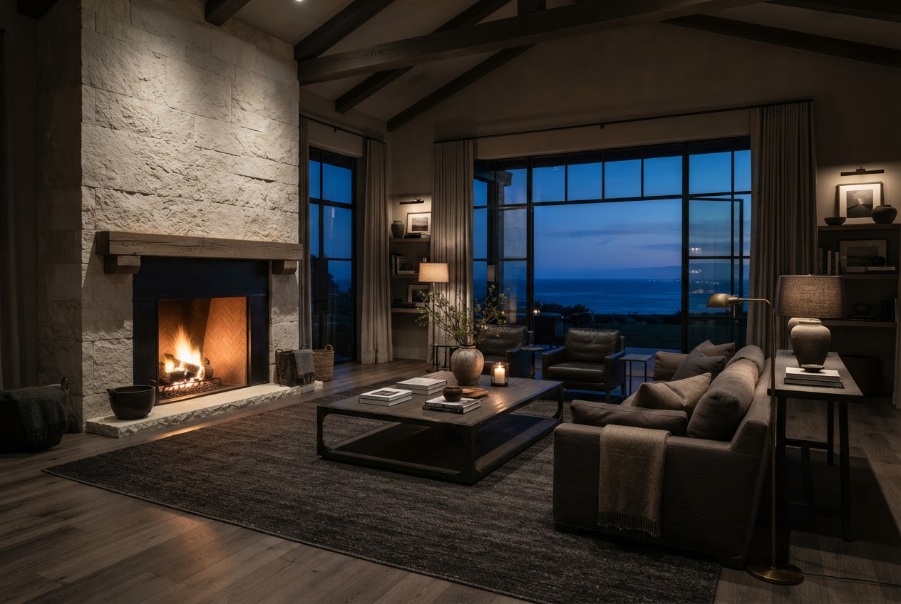 Casa Mirador — frame 2: twilight living room