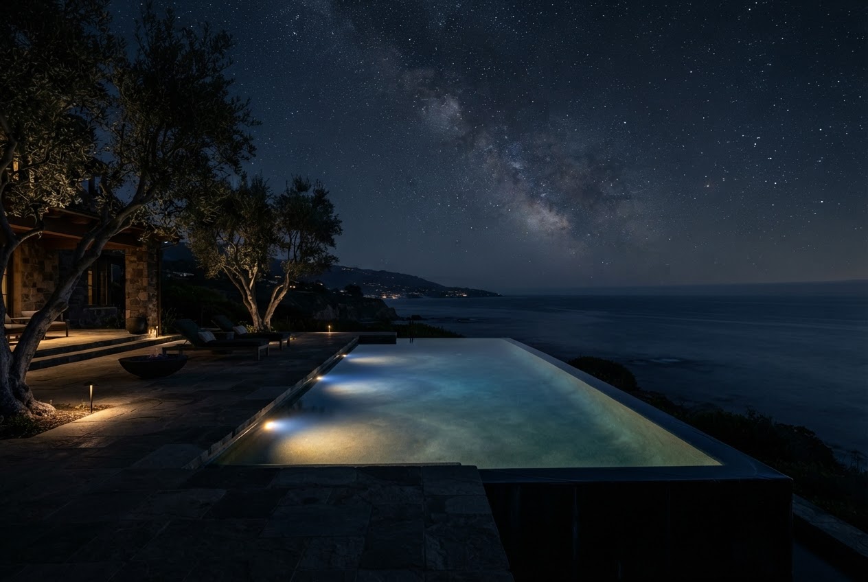 Casa Mirador — frame 3: infinity pool at night
