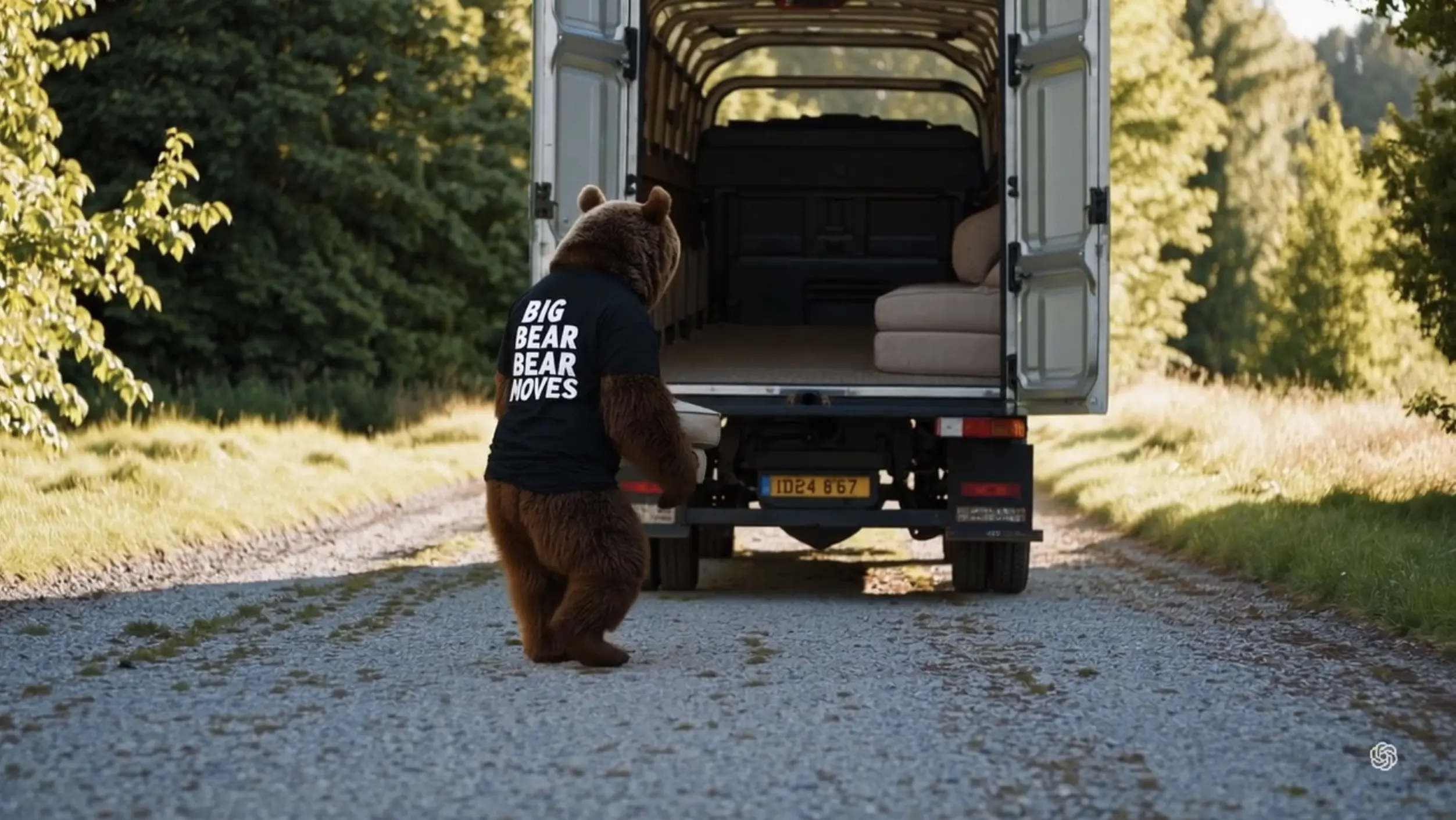 bear loading furniture into a Big Bear Moves Luton removals van in Thame