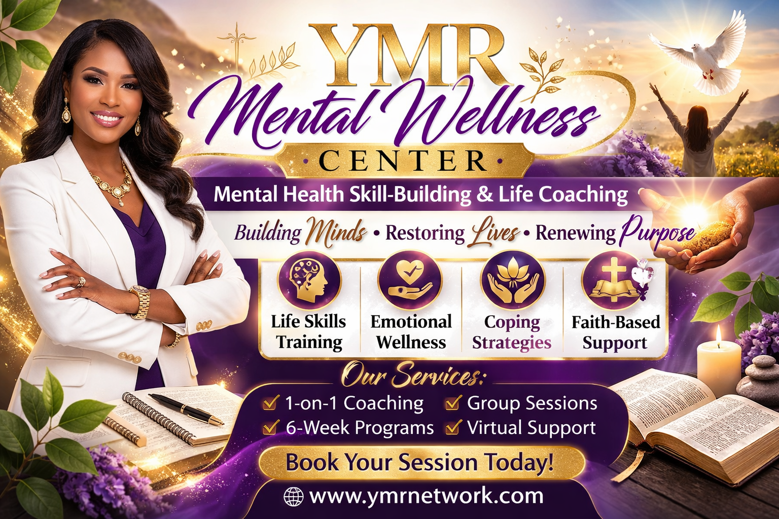YMR Mental Wellness Center banner - Rebuild Renew Rise program