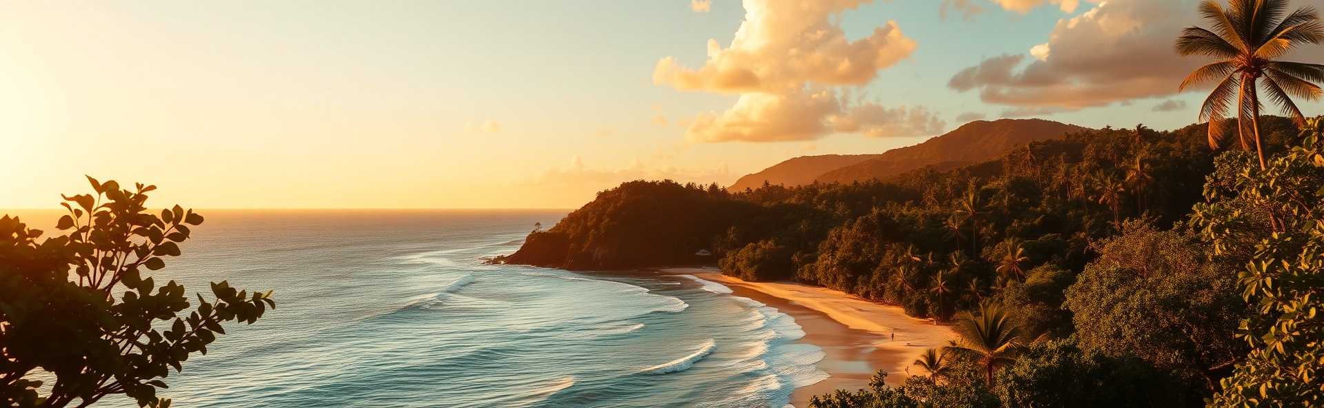 Sierra Leone Atlantic coastline - Golden hour sunrise over pristine beach and tropical landscape representing Kingdom mission opportunity