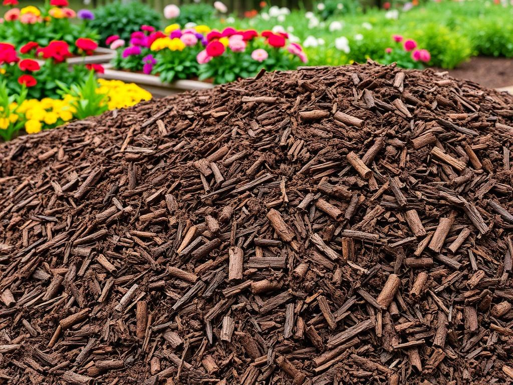 A realistic high resolution image of a mulch bed in