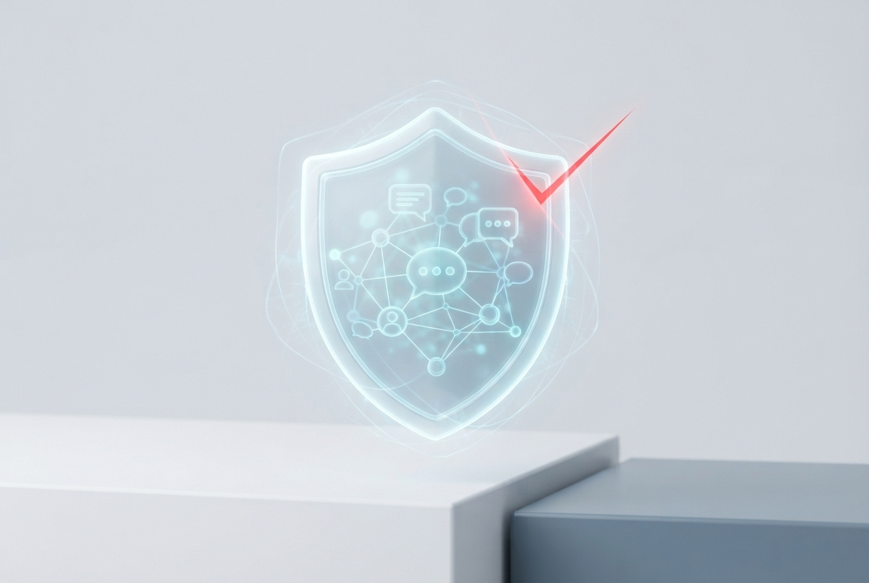 Protective shield guarding a network of community chat nodes