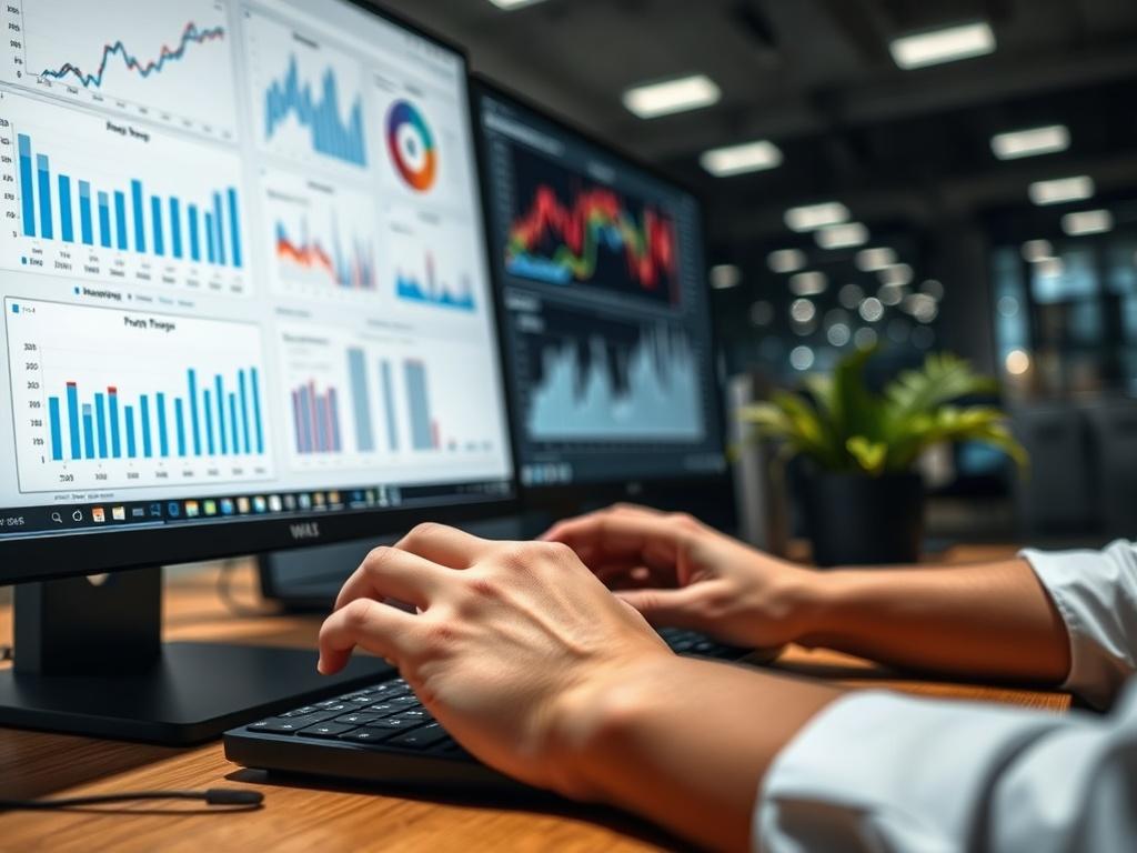 A close up shot of a data analyst working on