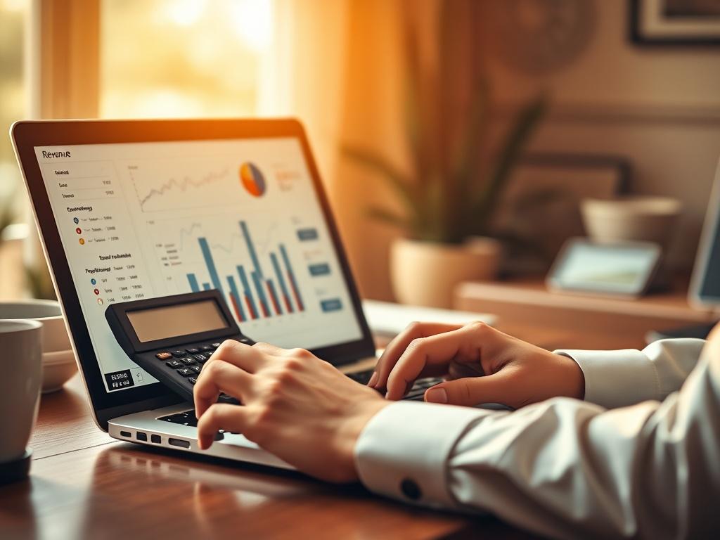 A realistic high resolution of a businessperson using a revenue