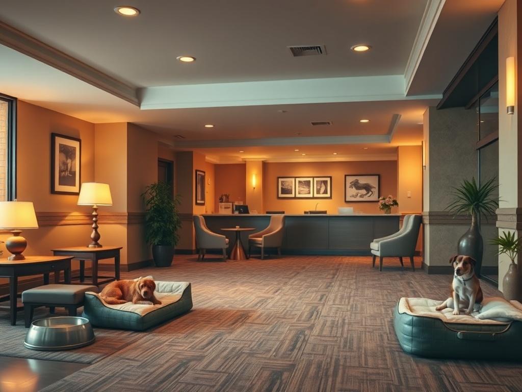 A realistic high resolution of a cozy hotel lobby with