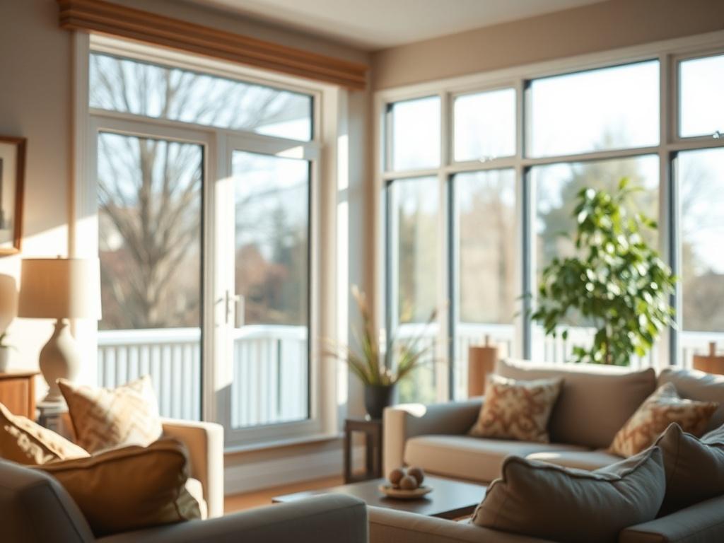 A close up shot of a cozy living room with