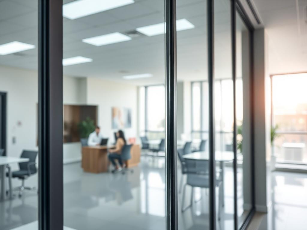 A hyper realistic close up of a large tinted window