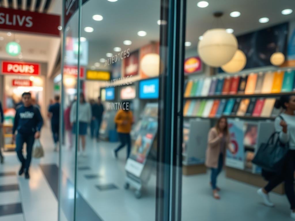 A hyper realistic close up of a tinted retail window,