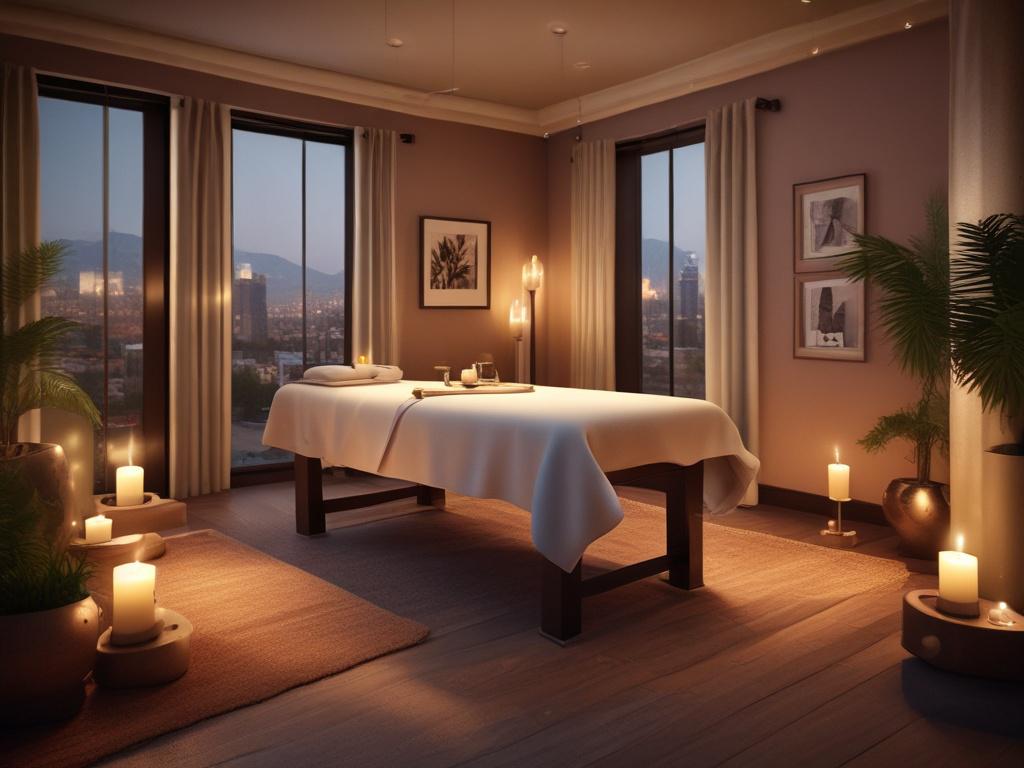 An intimate setting for a massage, featuring a softly lit