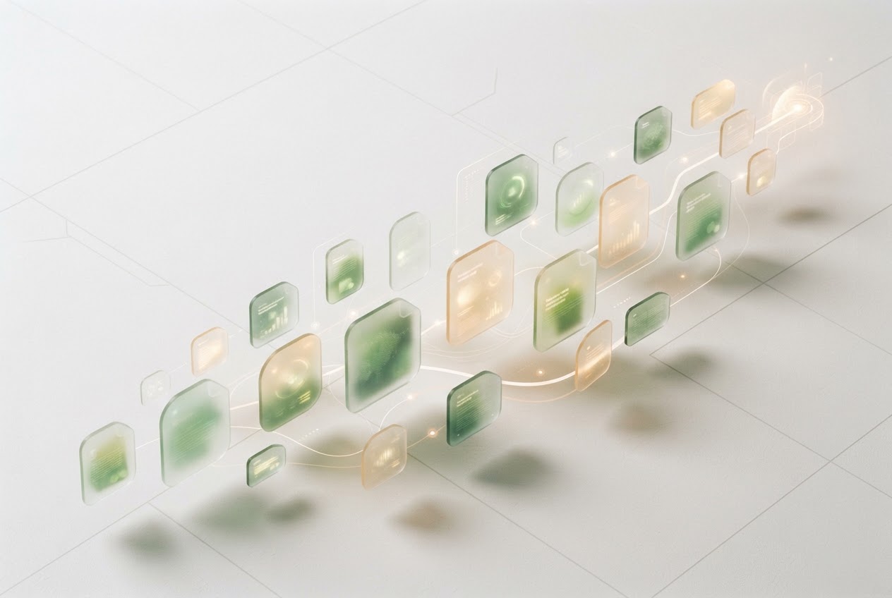 Abstrakt visualisering av molnbaserad dokumentautomation i frostat glas