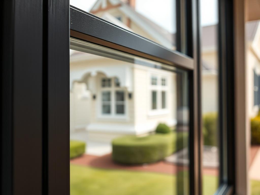 A detailed close up of a newly installed window with